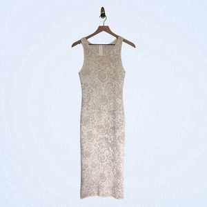 RONNY KOBO Fitted Knit Cream Sheath Dress w/ Soft Floral Design